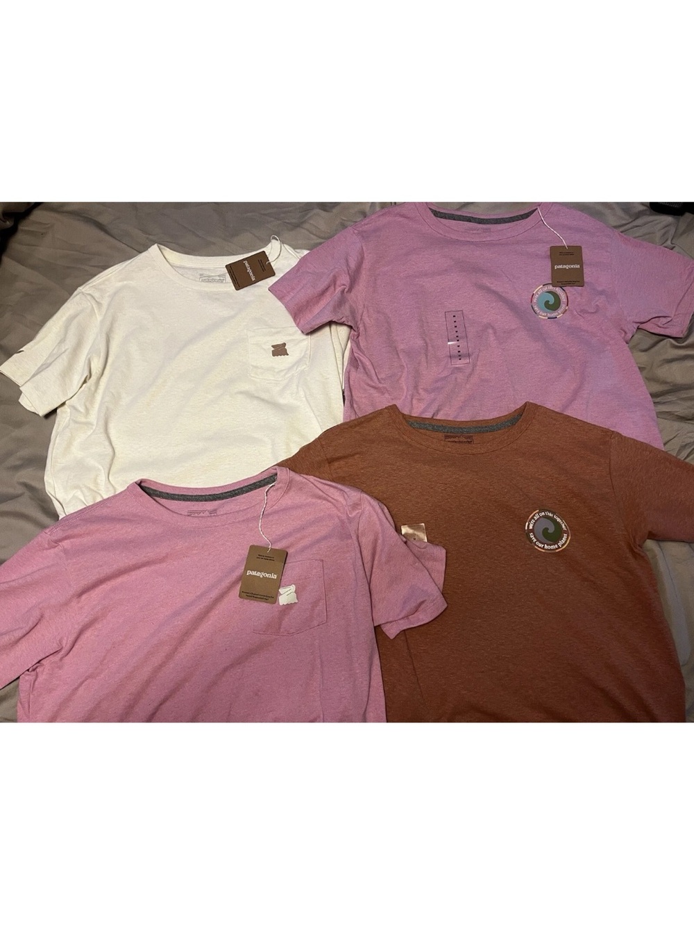 Patagonia Womens Short-Sleeve Tees in Pink, White & Brown Mix lot of 4